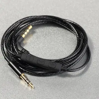 

Replacement black cable upgrade cord with remote and mic for headphones