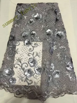 

High Quality embroidered net lace fabric New Designs African net lace fabric with sequins for party