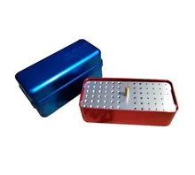 Dental material 72 hole burr box bur pin enlargement needle dual-use high temperature placement box oral metal box Color Random