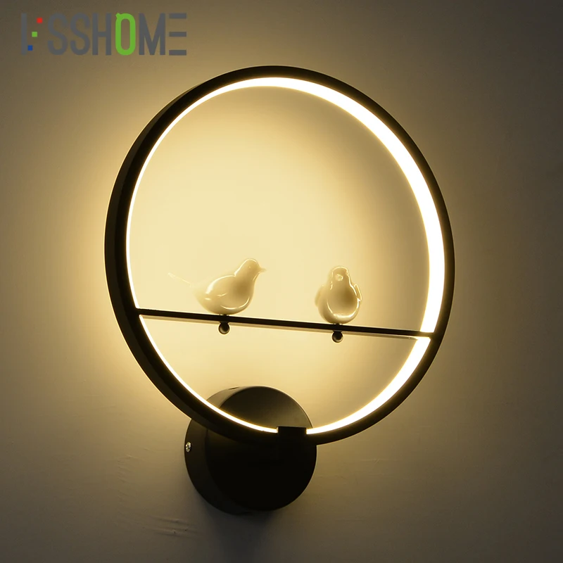[VSSHOME] 18 Вт светодиодный настенный светильник для спальни, лампа для креативного дизайна с птицами, настенный светильник для детской комнаты, светильник для гостиной, коридора, ing