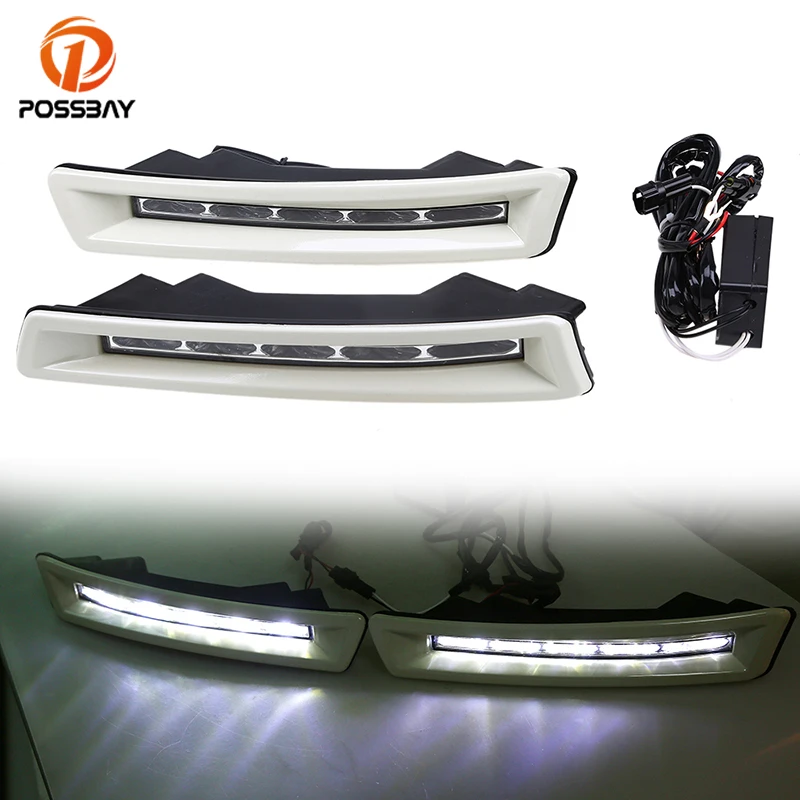 POSSBAY LED DRL Car Daylight Daytime Running Lights for Toyota Prado J150 2010-2013 Pre-facelift Land Cruiser 2700 4000 4pcs plastic exterior side window deflector trim for toyota land cruiser prado j150 2010 2018