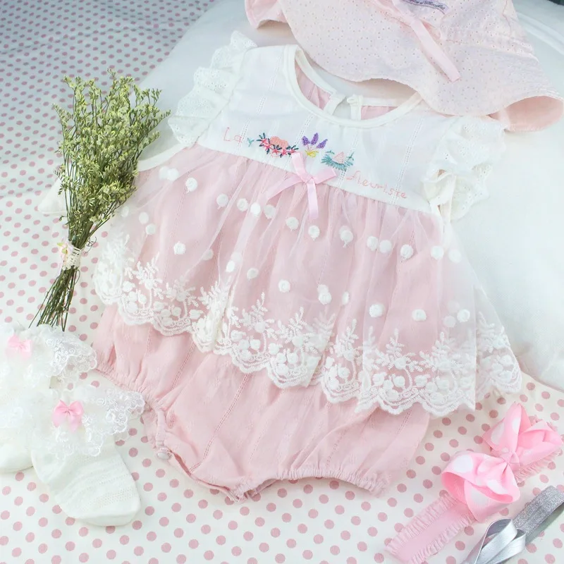 Комбинезон для девочек; летние детские комбинезоны с вышитыми цветами и кроликом; милый комбинезон для малыша; Одежда для новорожденных детей