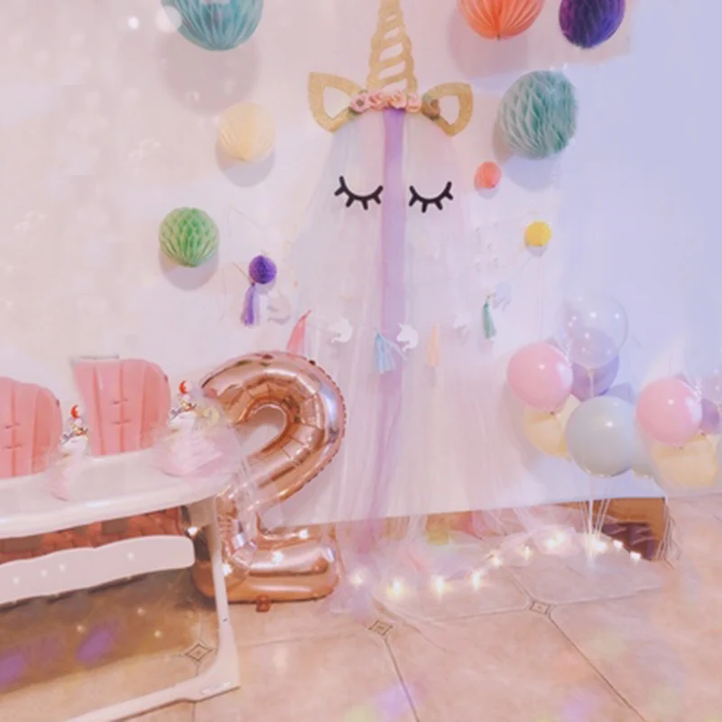 

Cyuan Creative Unicorn Hanging Ornaments Handmade Tulle Backdrop Craft Unicorn Birthday Party Decoration Kids Baby Shower Decor