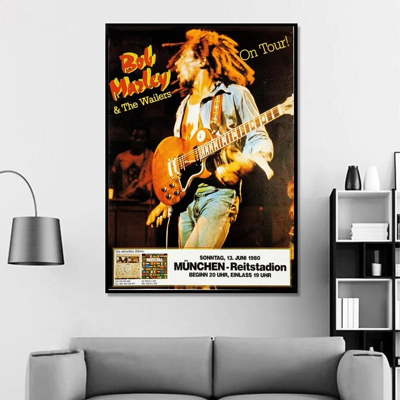 Bob Marley Пособия по немецкому языку концерт плакат y 1980 Изобразительное искусство