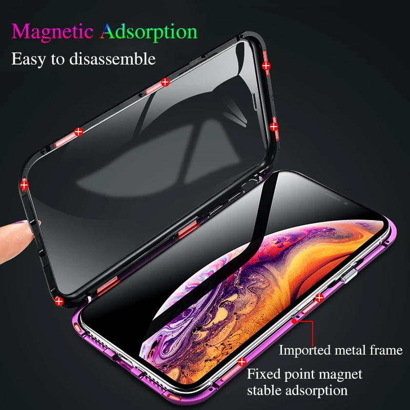 Магнитный поглощающий металлический флип чехол для телефона Iphone Xs Max X 10 8 7 Plus