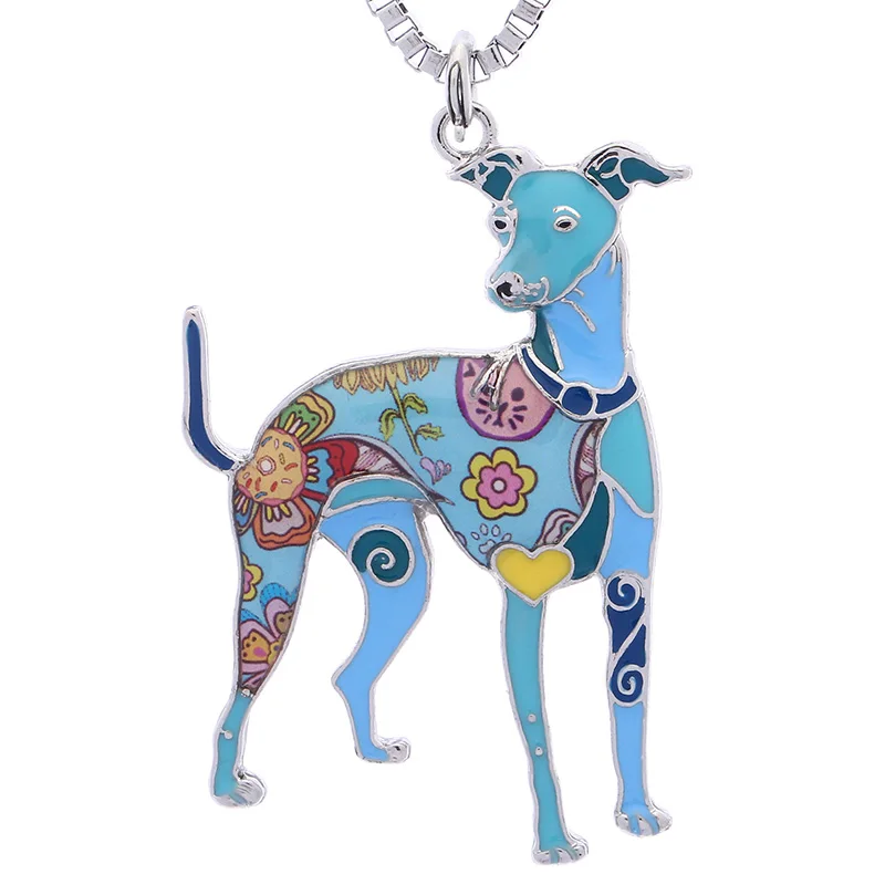 Marte& Joven, разноцветные ювелирные изделия Whippet, подарки для женщин, любимая собака, уникальная эмалированная коллекция домашних животных, подвеска для собаки, ожерелье - Окраска металла: blue