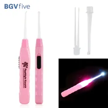 Flashing Light LED digging Ear Wax Remover Pink Earpick clean ear