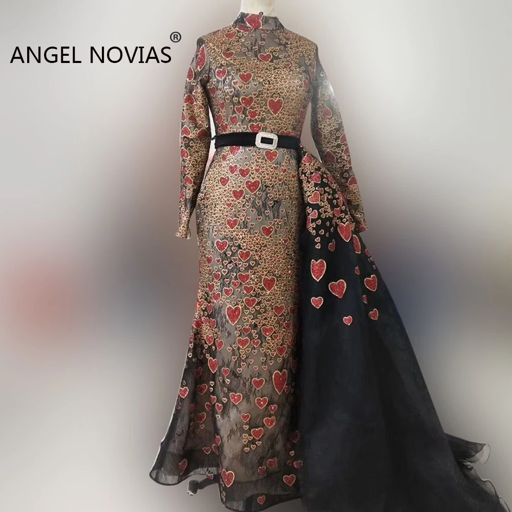 Lange Mouwen Hoge Hals Moslim Avondjurk 2019 Elegante Kant Caftan Arabische Zwarte Avond Party Jurken met Afneembare Rok Lange Mouwen Hoge Hals Moslim Avondjurk 2019 Elegante Kant Caftan Arabische Zwarte Avond Party Jurken met Afneembare Rok