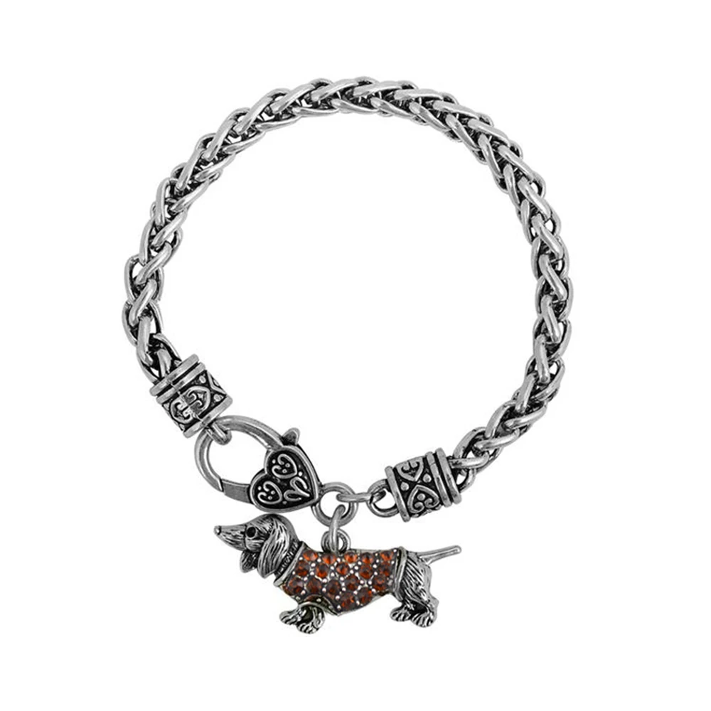 Lovely Shining Red Crystal Dachshund Dog Bracelets Fashion High Quality