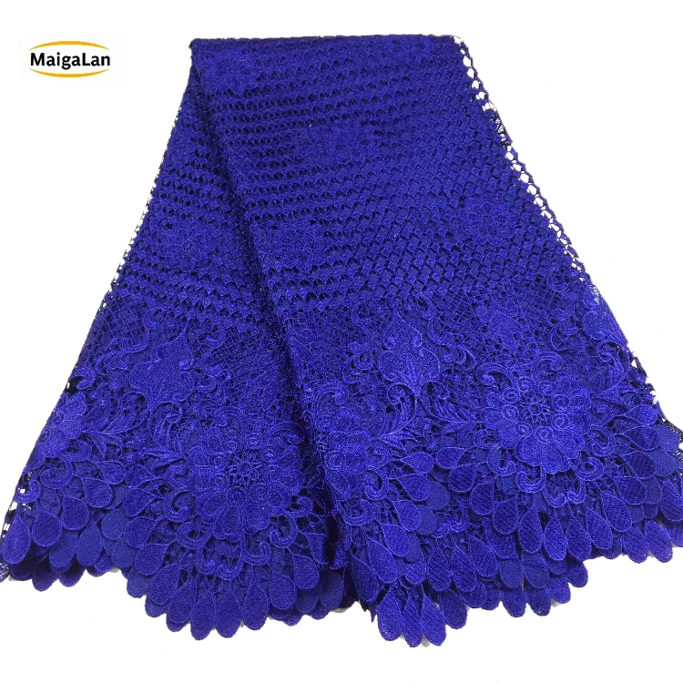 

MAIGALAN African Lace fabric Hot Sell Mesh New Arrival Plain Black Color african cord Lace.Guipure lace Fabrics SML788-12