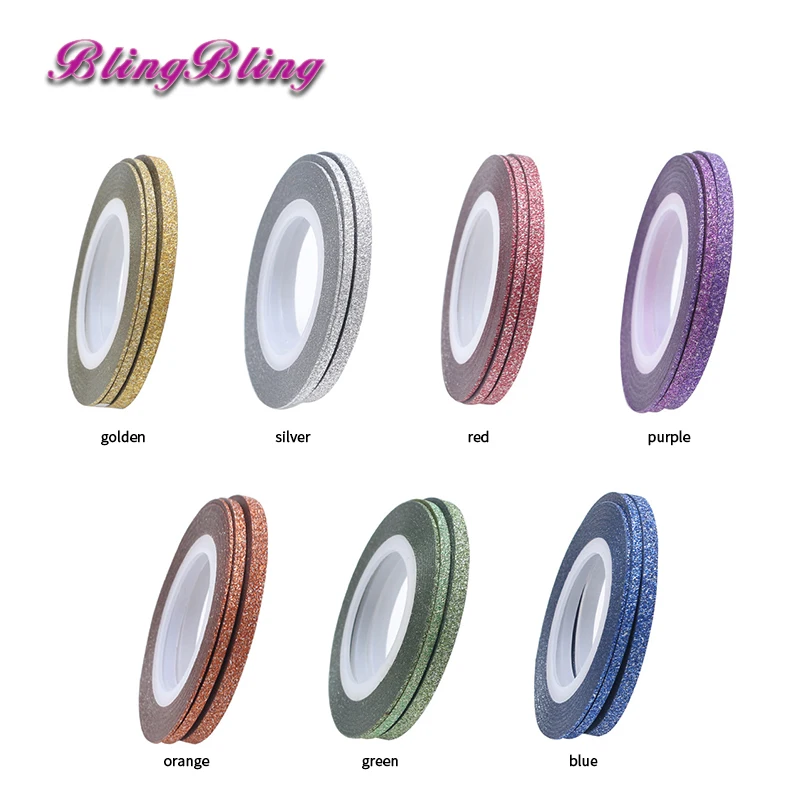 

3Rolls 3size Nail Art New Laser Stripes Tape Line with Glitter Powder Sticker Nails Tips Beauty DIY Adhesive Decorations