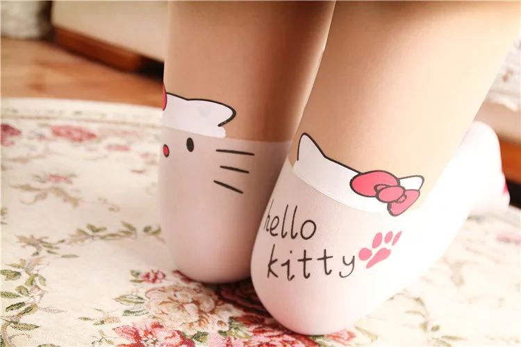 Модные Японские Женские колготки, зимние дизайнерские колготки hello kitty, Колготки с высокой талией