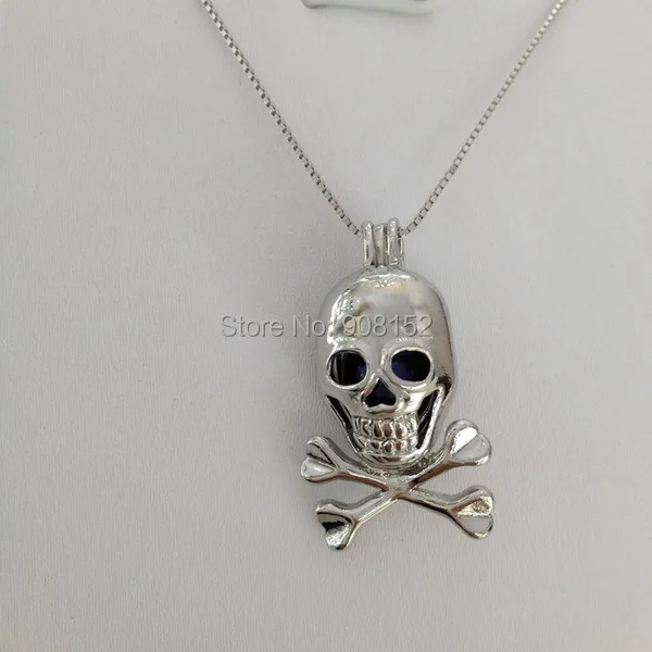

Halloween DIY Skull & Crossbones Style Beads Locket Cage Death Skeleton Shape Pendant Mounting DIY Wish Charm Gift 2pcs/lot