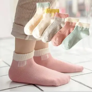 5 пар в упаковке, весенние детские носки, новые модные хлопковые носки в сеточку для мальчиков и девочек