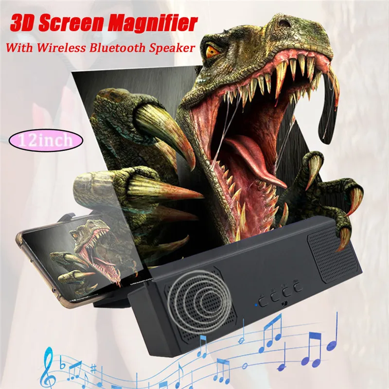 

Folding Mobile Phone Screen Magnifier 3D HD Screen Amplifier with Wireless Bluetooth Speaker Smartphone Stands Holder Bracket