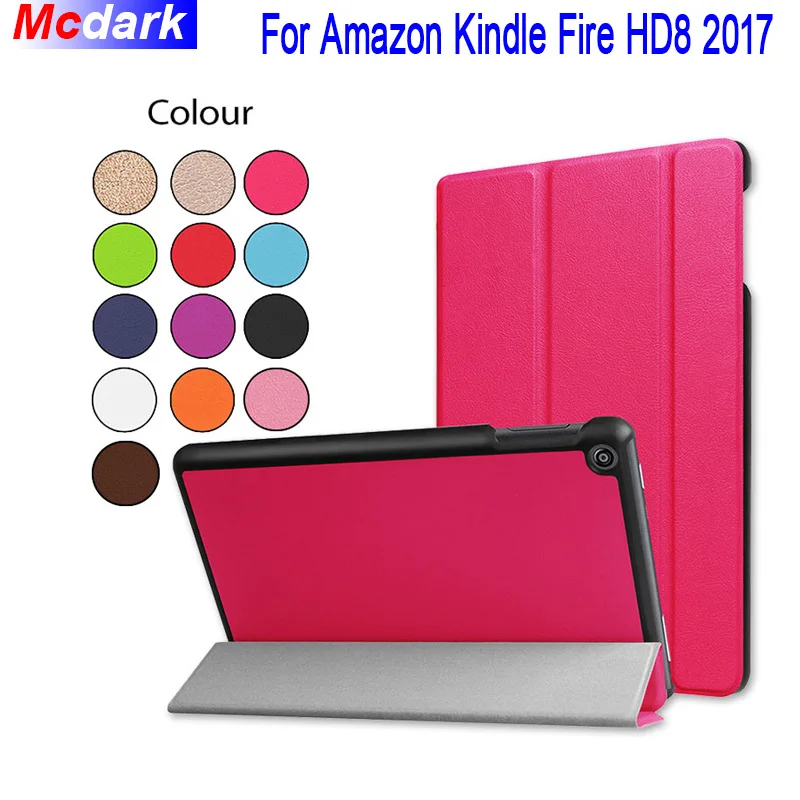 Mcdark для Amazon Kindle Fire HD8 2017 дюймов 8 0 HD чехол s трехскладной кожаный с подставкой