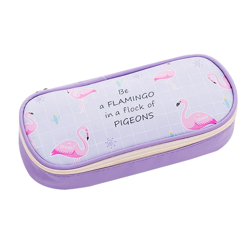 Чехол карандаш с Фламинго Kawaii estuche escolar клетчатый чехол из искусственной кожи