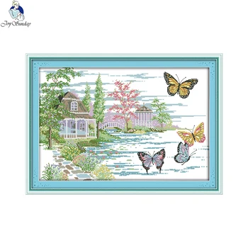 

Joy Sunday The Butterfly Estate living Room Decoration Grid Embroidery Needlework Cross Stitch 11CT 14CT DIY Handwork Crafts