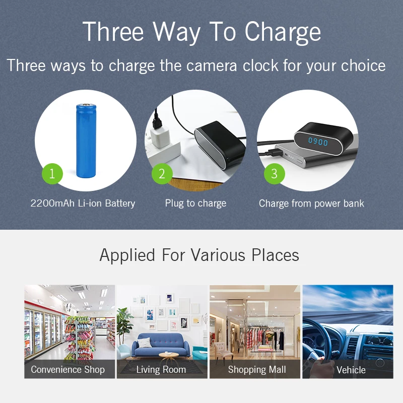  1080p HD Mini Camera Time Clock Alarm Setting Wireless Smart WIFI Cam Camera Motion Sensor IR Night
