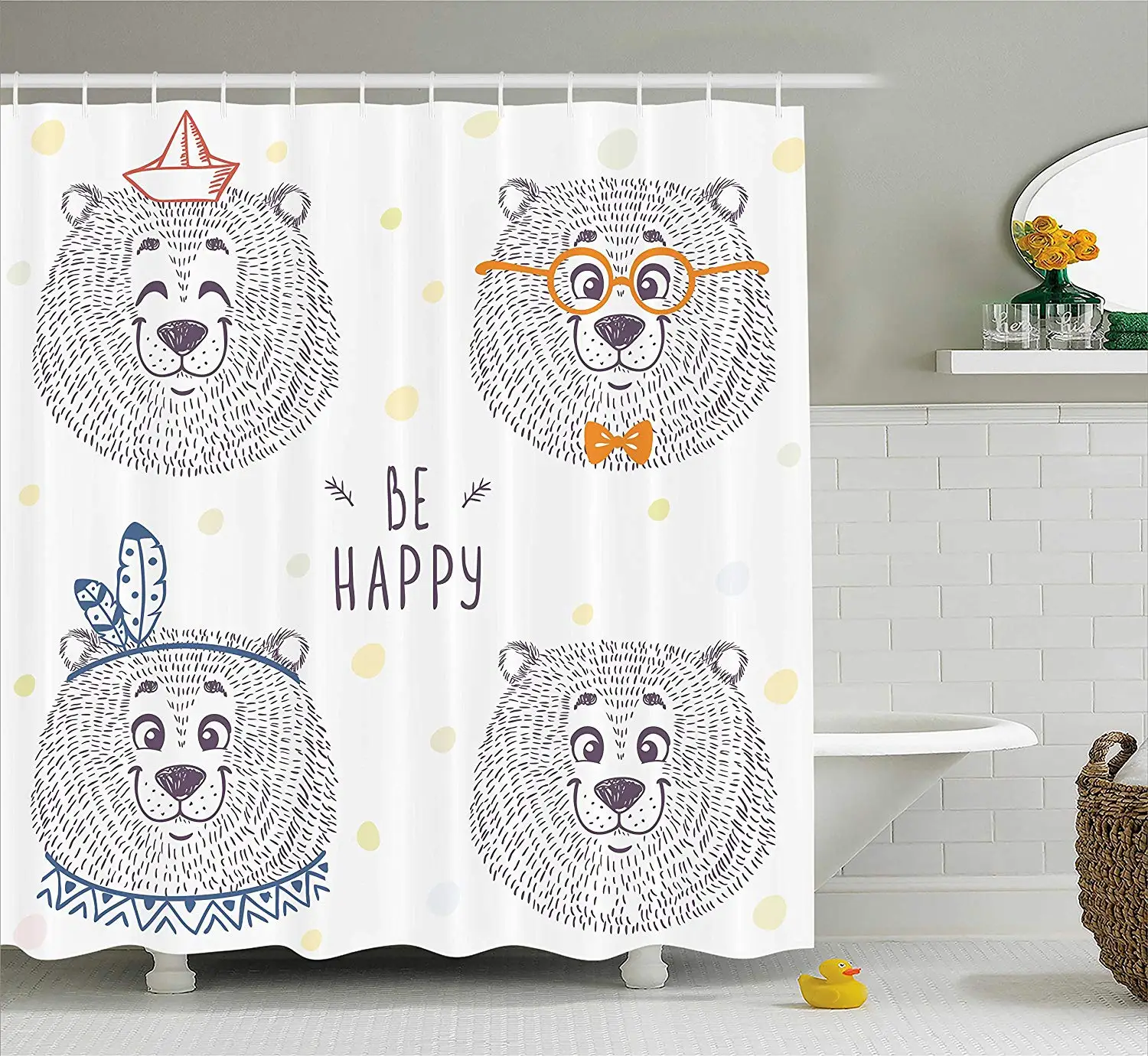 Cartoon Shower Curtain By Kids Boys Girls Room Bear In Styles with