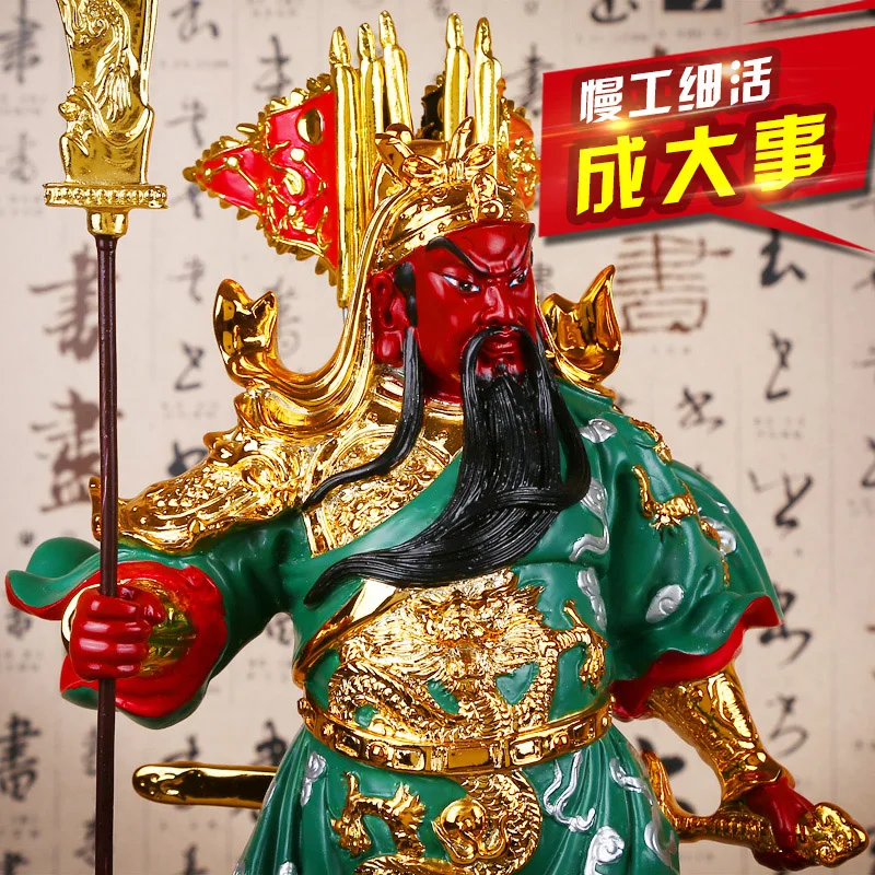 Окрашенная статуя Гуань Гун, орнаменты, Guan Yu, скульптура, статуэтка Будды высотой около 32 см