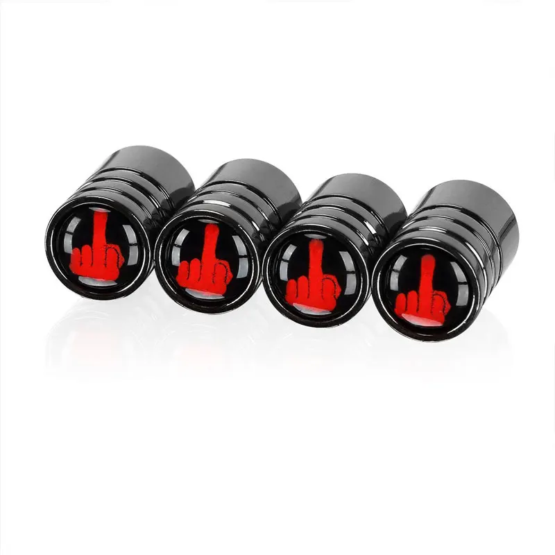 

DSYCAR Fuxk Finger Style Logo - Bike Motorcycle Car Tire Valve Stem Caps for Car styling Decoration - 4Pcs/set - Black -Silver