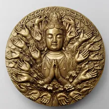 60 мм тысячи рук Avalokitesvara Гуаньинь бронзовая медаль Shenyang Мятная китайская монета около(200 г