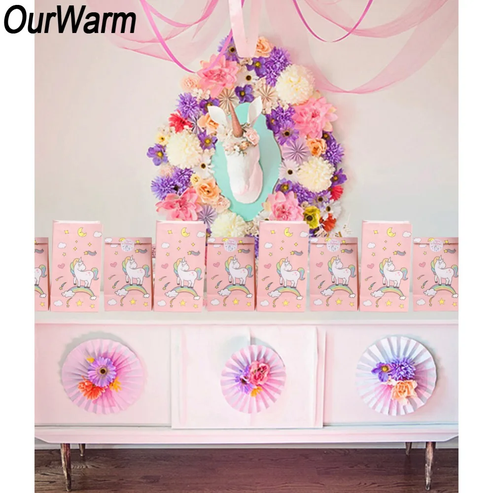 

OurWarm Unicorn Paper Gift Bags Birthday Decoration Kids Christmas Wedding Candy Bag Tags Unicorn Party Birthday Decor Supplies
