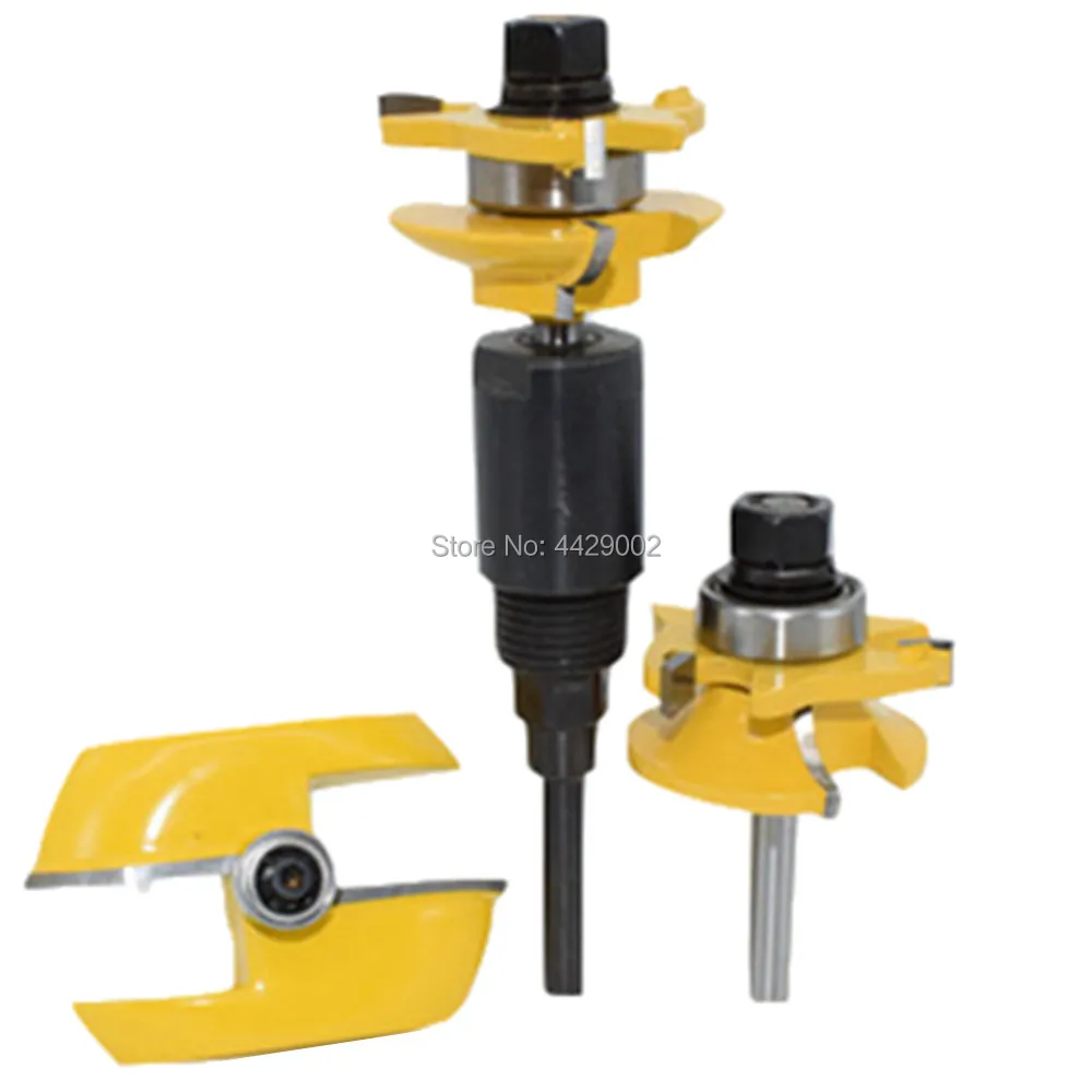 

1/4" Shank Router Collet Chuck Extension + 3pcs Rail Stile Raised Panel Router Bit Wood Tenon Cutter Woodworking Milling Cutter