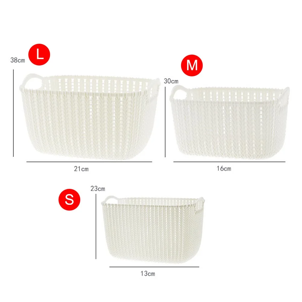 

Newly Storage Basket Box Case Imitation Rattan Desktop Hollow Plastic For Kitchen Bathroom TE889