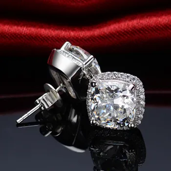 

Trendy Earrings Jewelry Solid Gold 2CT SONA Diamond Stud Earrings for Women Engagement Earring White Gold Wedding Stud