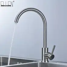 304 кухонные смесители из нержавеющей стали с одним отверстием, матовая никелевая Поворотная кухонная раковина с горячей и холодной водой, смеситель на 360 градусов, FYNK02-A