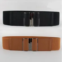 New Design Cummerbund HOT wide PU leather Cummerbunds punk elastic belt square buckle black dress decorate waistband strap women