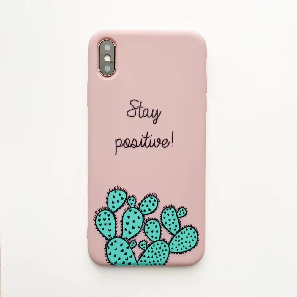 Matte Lovely cactus phone cases for iphone X XR XS Max Cartoon dinosaur Soft TPU case For 6 6s 7 8 plus back cover |