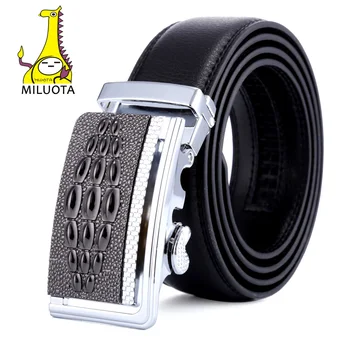 

[MILUOTA] High Quality Male New Brand Genuine Leather Belts for Men Crocodile Pattern Automatic Buckle Strap MU087