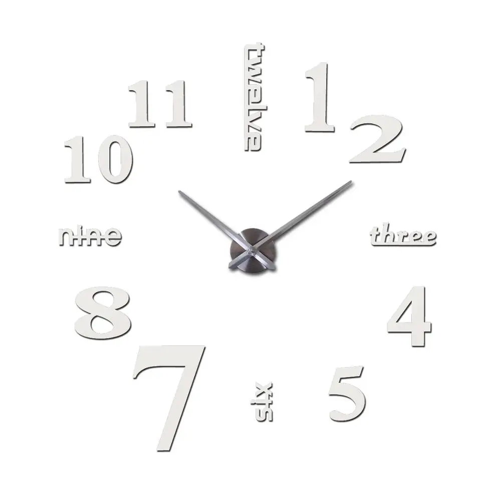 OHO бренд акриловые зеркальные настенные часы 3d большие кварцевые часы horloge Мураль Современные часы гостиная Стикеры для украшения дома - Цвет: White