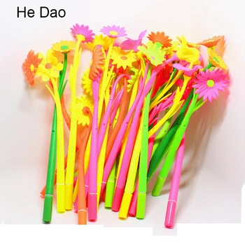 

20Pcs Chic Colorful Bright Spicy Creative Stationery Sweet Lucky Bloom Plant Floral Pattern Handle Ballpoint Pen Stationery