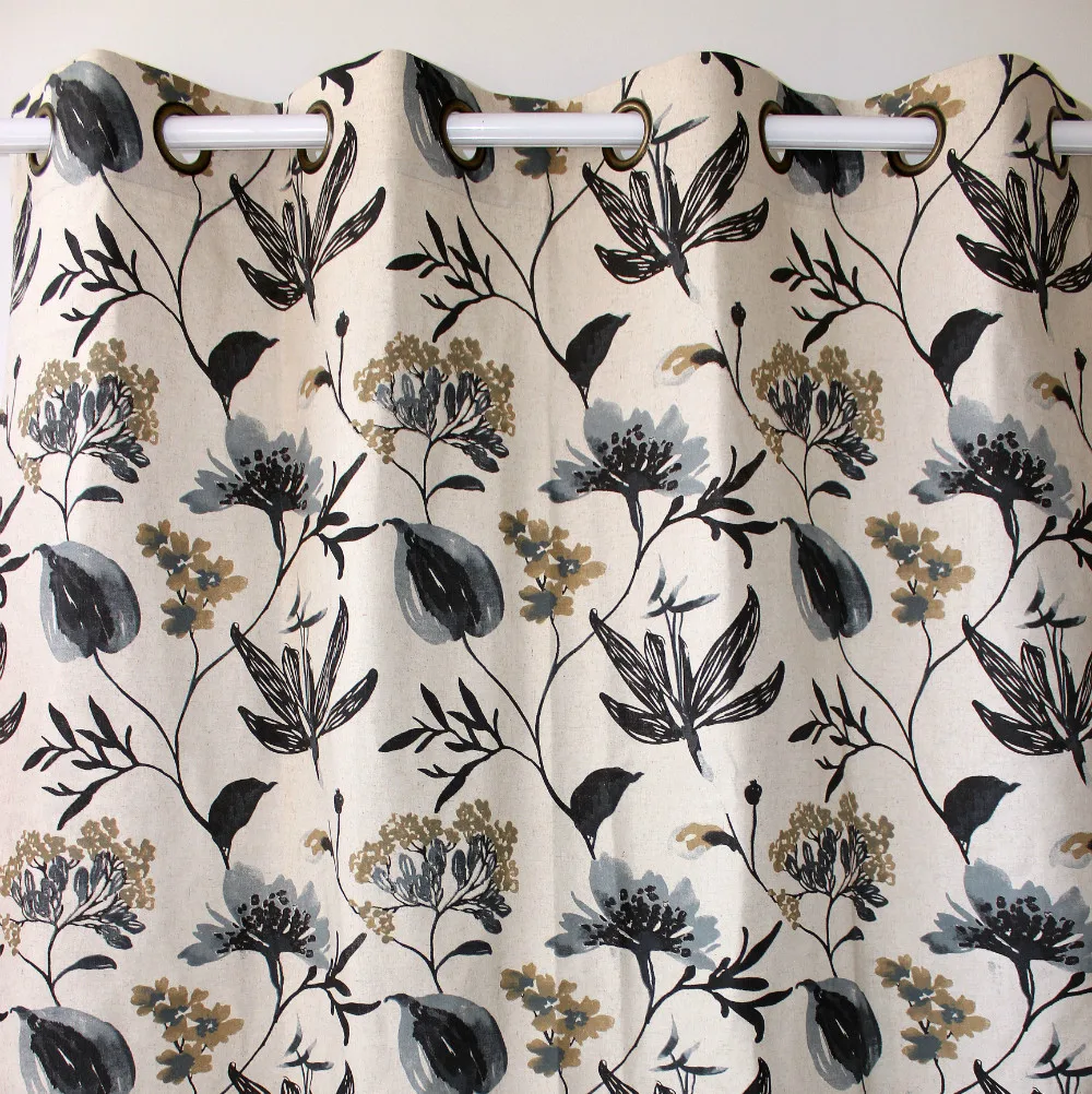 Vezo Home Floral Linen Finished Window Curtains Panel Window