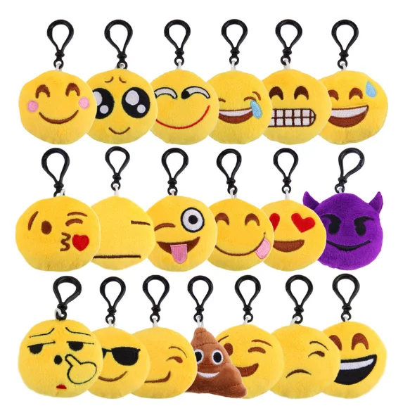 100PCS Wechat Emoji Keychain Plush Keyring Emoticon Key Ring Plush Face