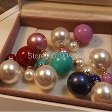 20 пар шпильки/lot Женская Мода Большие имитация жемчуга конфеты пирсинг себе свадебные серьги двусторонний