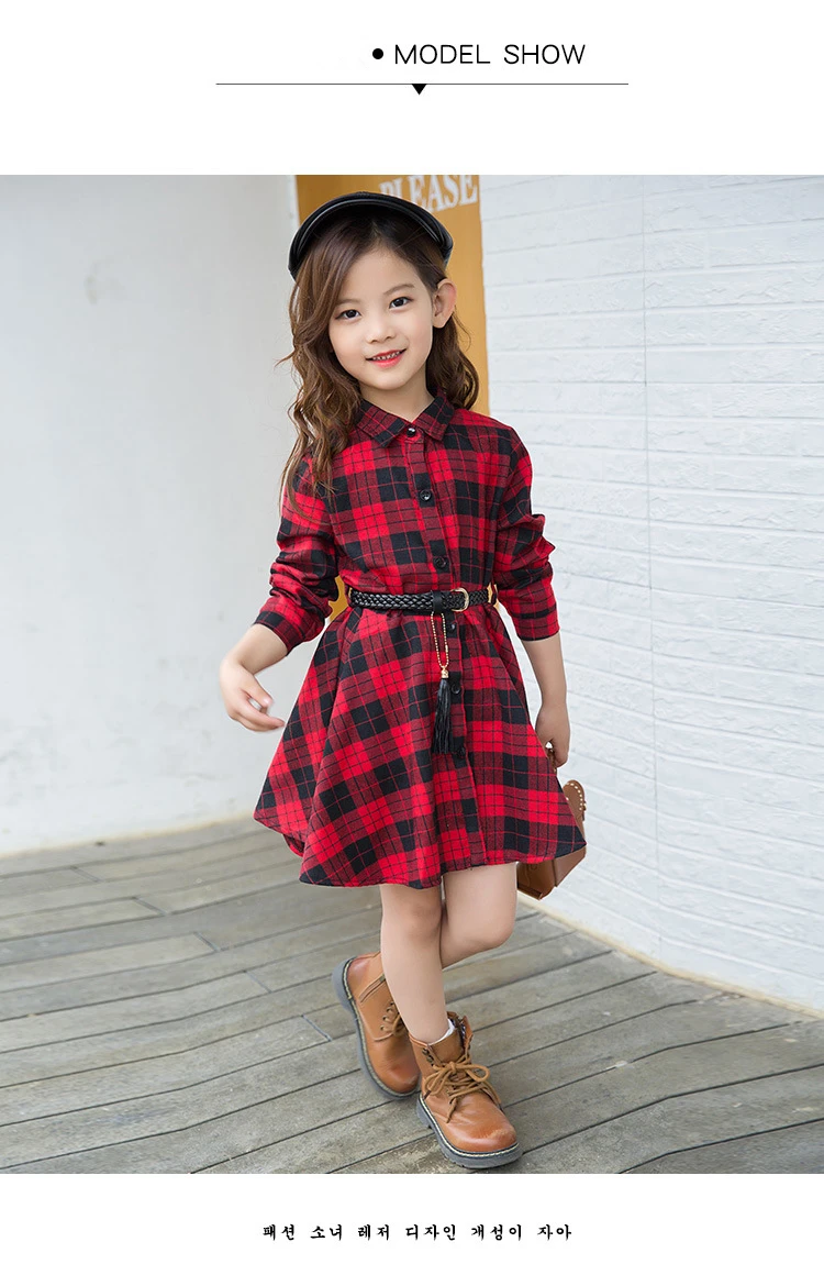 Teen Casual Girl Dresses 2018 Fashion Plaid Letter Kids Long Sleeve Clothes Spring Autumn Children Dress For Girls 3 to 13 Years (4)