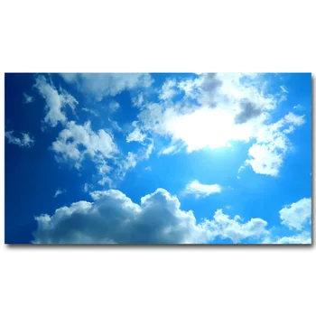 

NICOLESHENTING Sunbeam - Cloud and Blue Sky Landscape Art Silk Cloth Poster Print Nature Pictures for Room Wall Decor 019