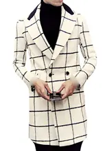 Бинь Мужская Мода Плед Slim Fit Премиум Двубортный Бушлат