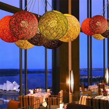 

AKDSteel Concise Hand-woven Rattan Vine Ball Pendant Lampshade Light Lamp Shades Light Accessories(15cm Diameter)