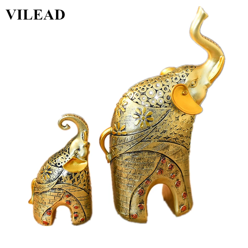

VILEAD 11.8'' Resin Height Elephant Mother and Son Statue Model Animal Kids Figurines Elephant Miniatures Home Decor Accessories