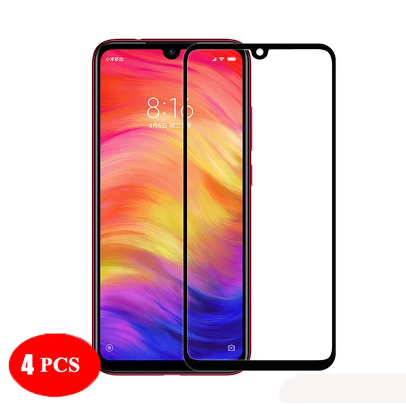 Полное покрытие из закаленного стекла для Xiaomi Redmi Note 7 защитная пленка для экрана Защитное стекло для Xiaomi Redmi Note 7 Note 7Pro - Цвет: 4 pack