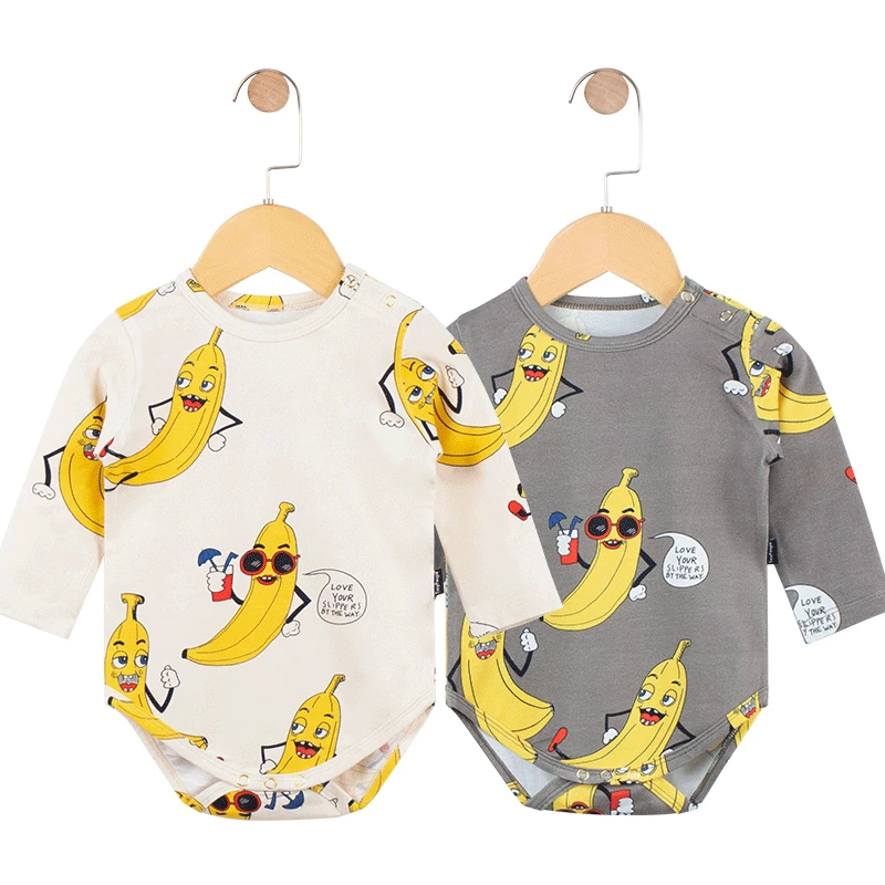 

BABY ROMPERS BOYS AND GIRLS CLOTHES NEW BORN BABY CLOTHES CUTE CARTOON BANANA PRINTS LONG SLEEVES baby jumpsuit baby ribbed
