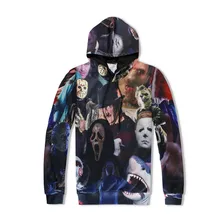 2017 Fashion Men/Women 3d Hoodies Horror Movie Killers/Halloween Devil/Shark/Zombie 3D Print casual Sweatshirt hoodie