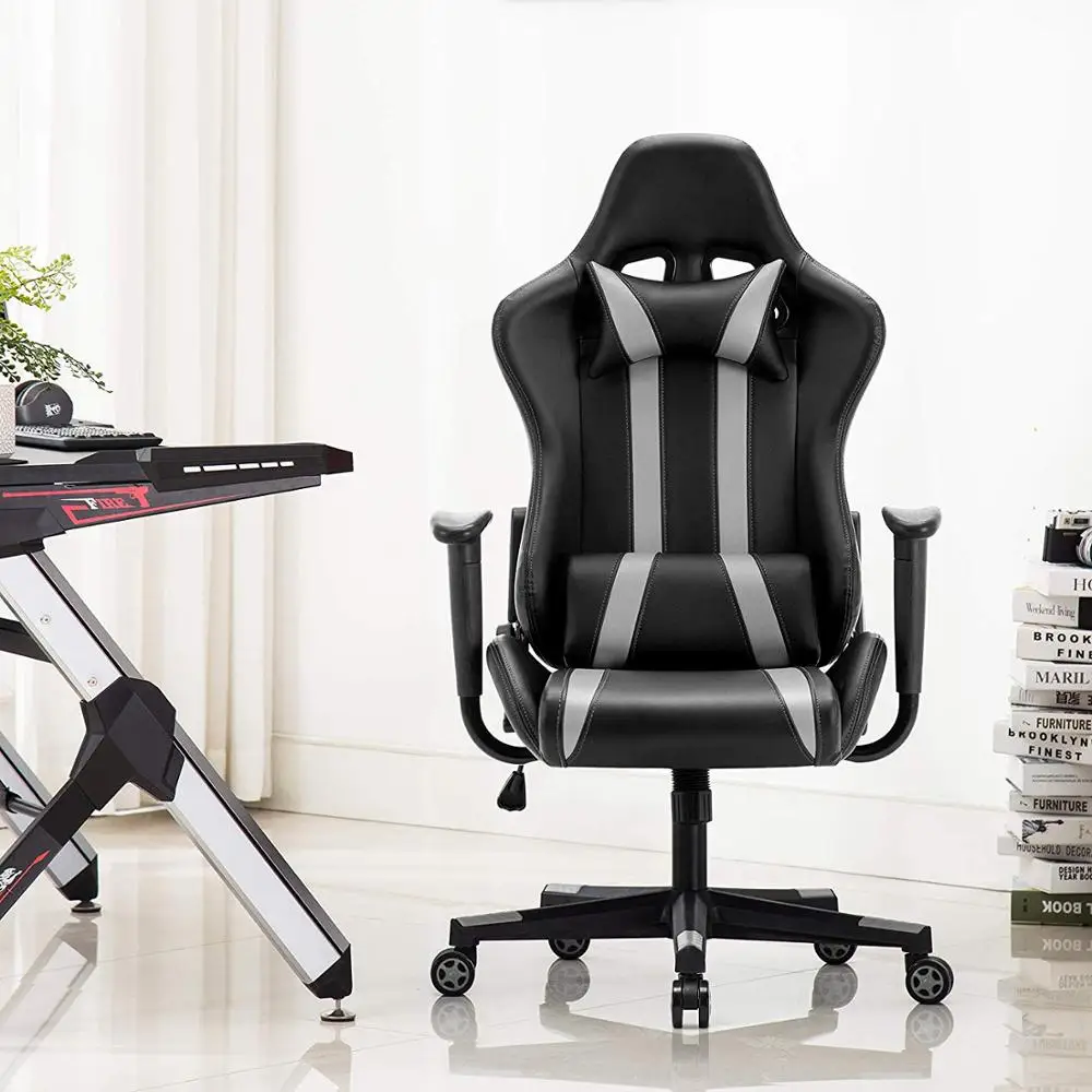 IntimaTe WM Racing Chair Computer Armchair PU Gaming Chair with Headrest & Lumbar Cushion 135 Degree Reclining Angle A35