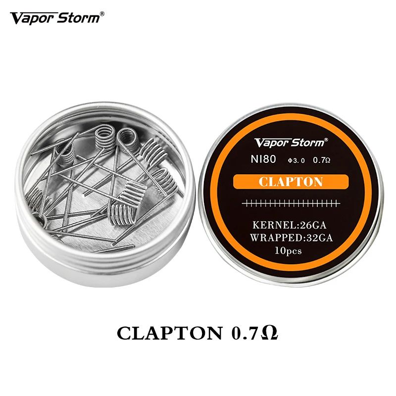 NI80 нихромовая катушка Vapor Storm высокая плотность Alien V2 Juggernaut Предварительно Построенная RDA нагревательная катушка для электронной сигареты RDA RBA RDTA - Цвет: 10 x Clapton 0.7ohm